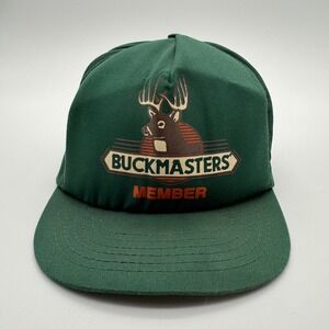 Vintage Buckmasters Member Hat Green Snapback Trucker Cap Made in USA Hunting